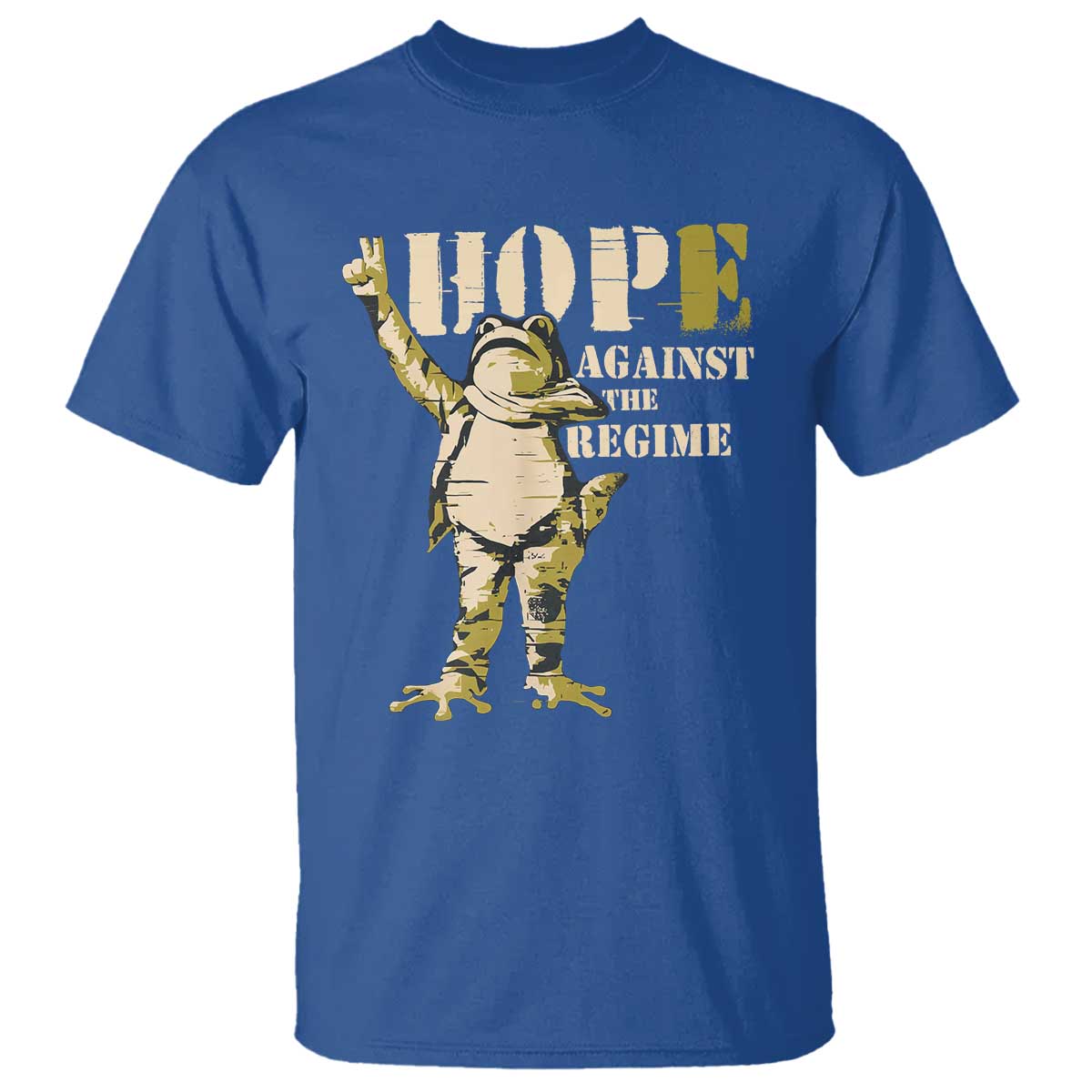 Stencil Protest Frog T Shirt Hope Against the Regime Portland Inflatable Resistance TS02 Royal Blue Print Your Wear