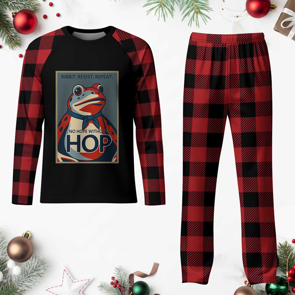 No Hope Without Hop Plaid Pajama Set Ribbit Resist Repeat Resistance Frog Protest Pop Art Graphic TS02 Buffalo Plaid Print Your Wear