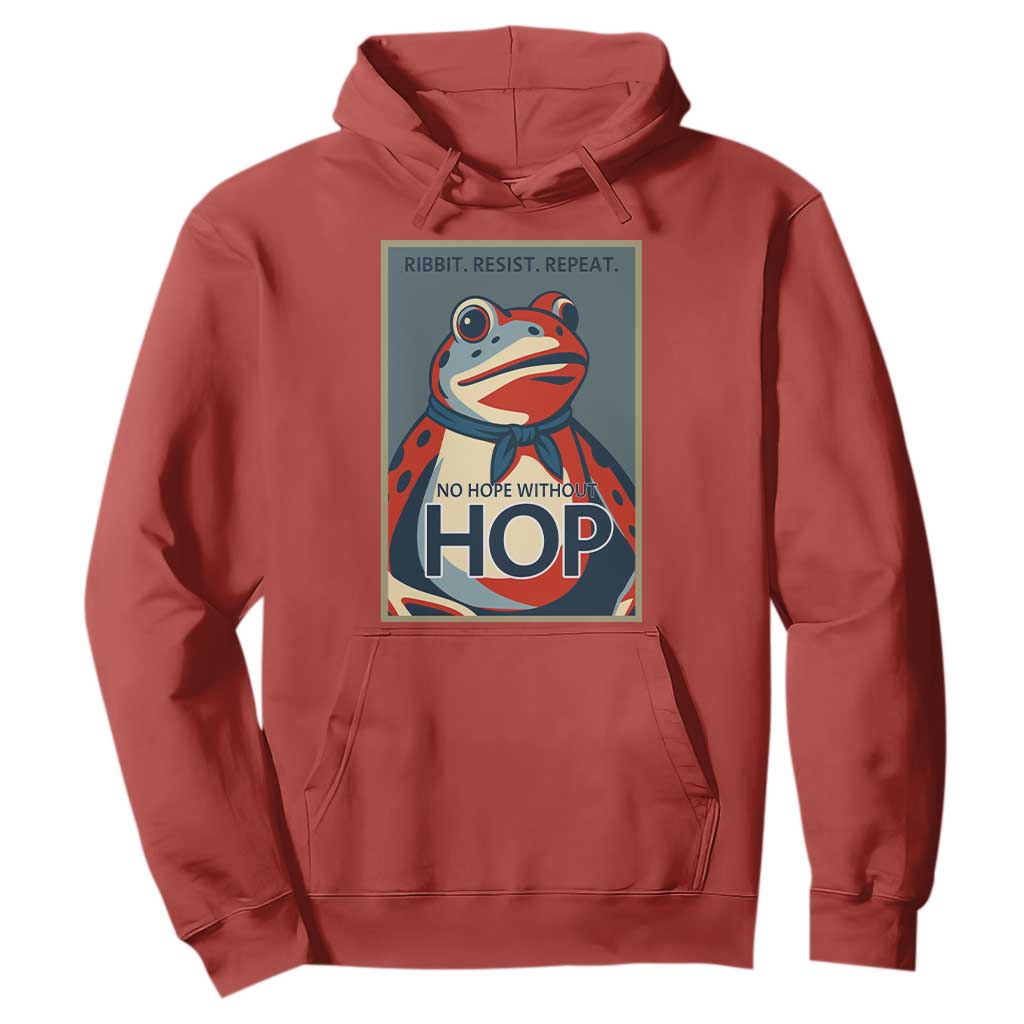 No Hope Without Hop Hoodie Ribbit Resist Repeat Resistance Frog Protest Pop Art Graphic TS02 Red Print Your Wear