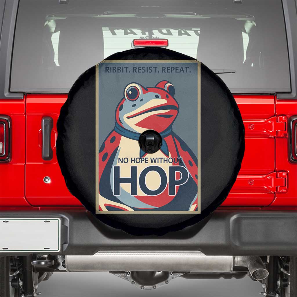 No Hope Without Hop Spare Tire Cover Ribbit Resist Repeat Resistance Frog Protest Pop Art Graphic TS02 Black Print Your Wear