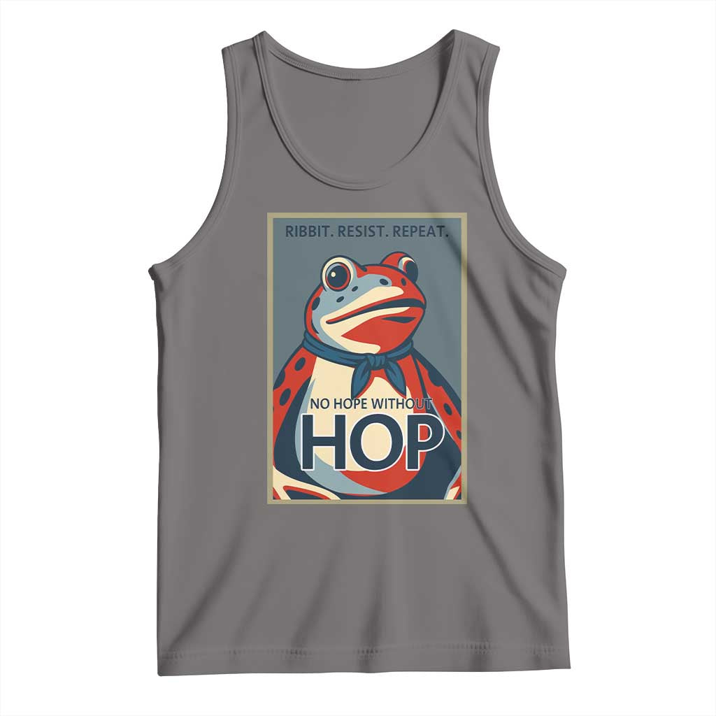 No Hope Without Hop Tank Top Ribbit Resist Repeat Resistance Frog Protest Pop Art Graphic TS02 Deep Heather Print Your Wear