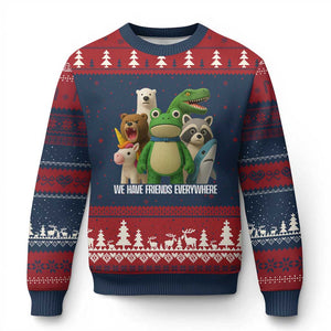 United Mascots Protest Ugly Christmas Sweater We Have Friends Everywhere TS02 Navy Red Print Your Wear