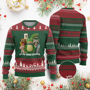 United Mascots Protest Ugly Christmas Sweater We Have Friends Everywhere TS02 Red Green Print Your Wear