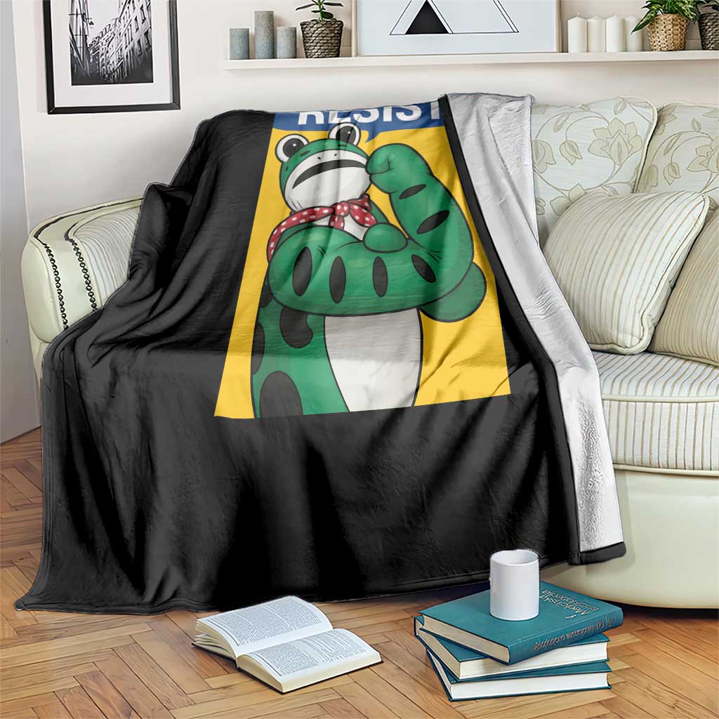 Resist Rosie Frog Throw Blanket Protest Parody Feminist Retro Poster TS02 Print Your Wear
