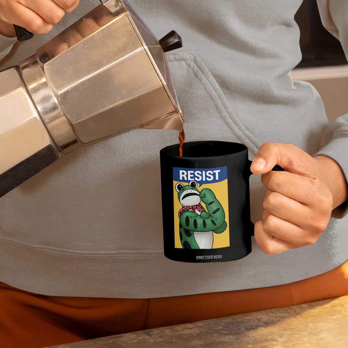 Resist Rosie Frog Coffee Mug Protest Parody Feminist Retro Poster TS02 Print Your Wear