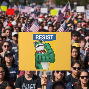 Resist Rosie Frog Protest Sign Protest Parody Feminist Retro Poster TS02 Horizontal 18" × 24" Yellow Print Your Wear