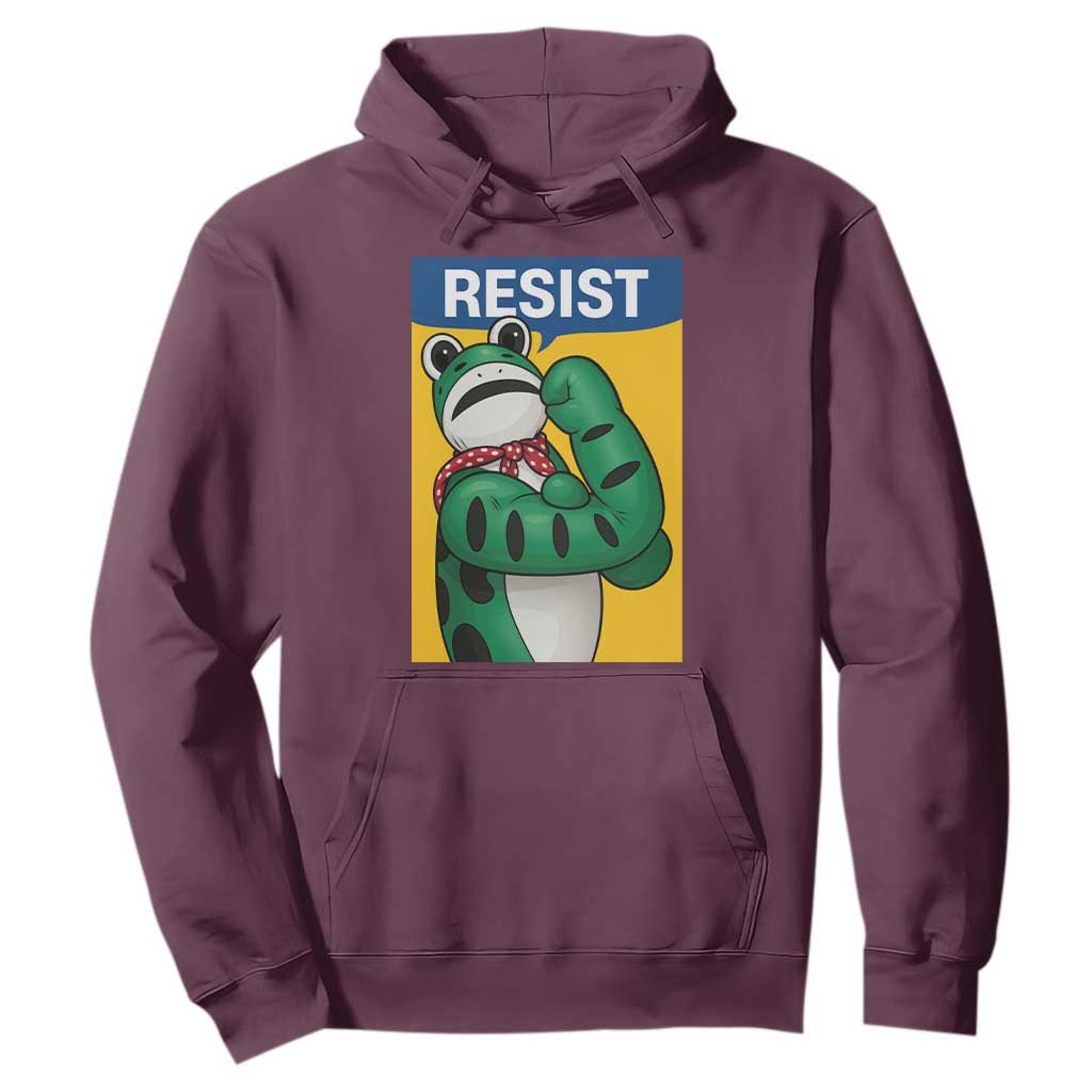 Resist Rosie Frog Hoodie Protest Parody Feminist Retro Poster TS02 Maroon Print Your Wear