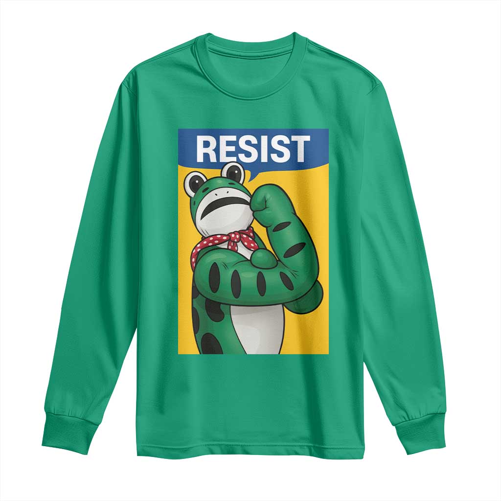 Resist Rosie Frog Long Sleeve Shirt Protest Parody Feminist Retro Poster TS02 Irish Green Print Your Wear
