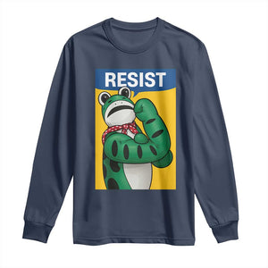 Resist Rosie Frog Long Sleeve Shirt Protest Parody Feminist Retro Poster TS02 Navy Print Your Wear