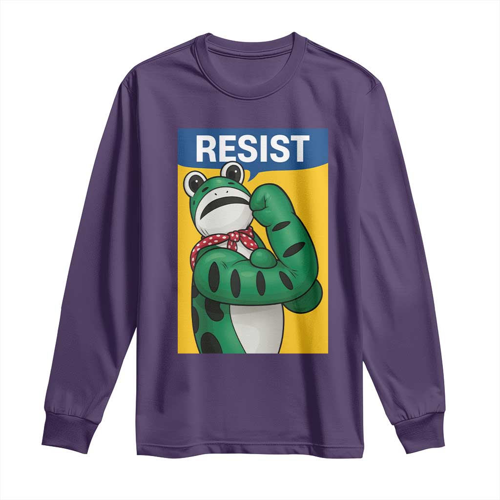 Resist Rosie Frog Long Sleeve Shirt Protest Parody Feminist Retro Poster TS02 Purple Print Your Wear