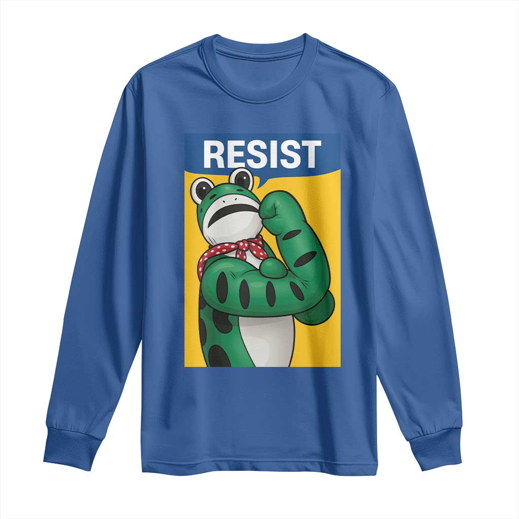 Resist Rosie Frog Long Sleeve Shirt Protest Parody Feminist Retro Poster TS02 Royal Blue Print Your Wear