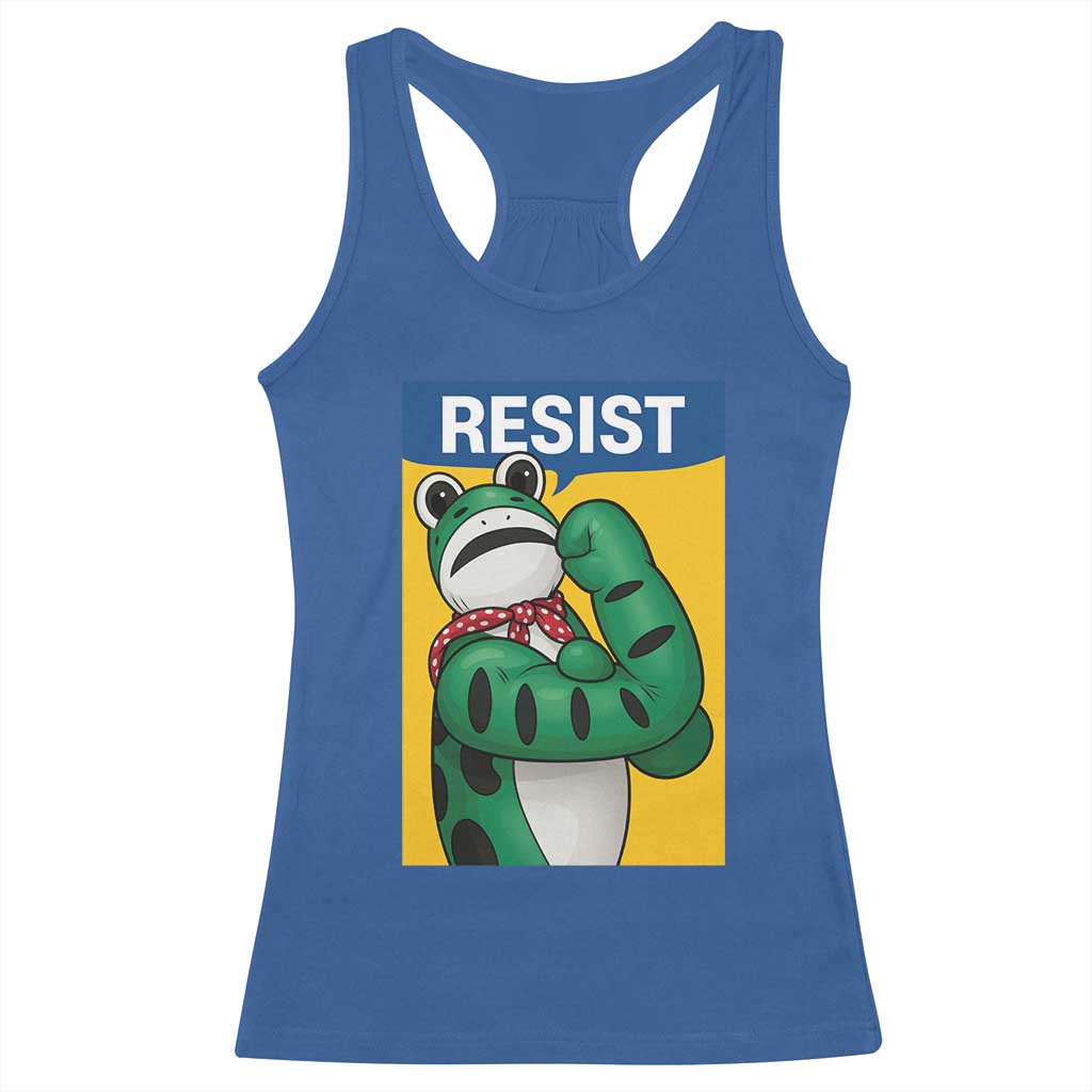 Resist Rosie Frog Racerback Tank Top Protest Parody Feminist Retro Poster TS02 Royal Blue Print Your Wear