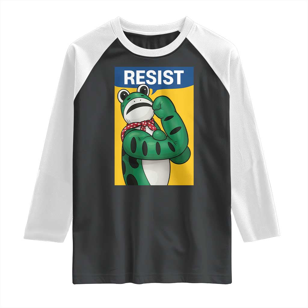 Resist Rosie Frog Raglan Shirt Protest Parody Feminist Retro Poster TS02 Black White Print Your Wear