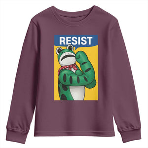 Resist Rosie Frog Youth Sweatshirt Protest Parody Feminist Retro Poster TS02 Maroon Print Your Wear