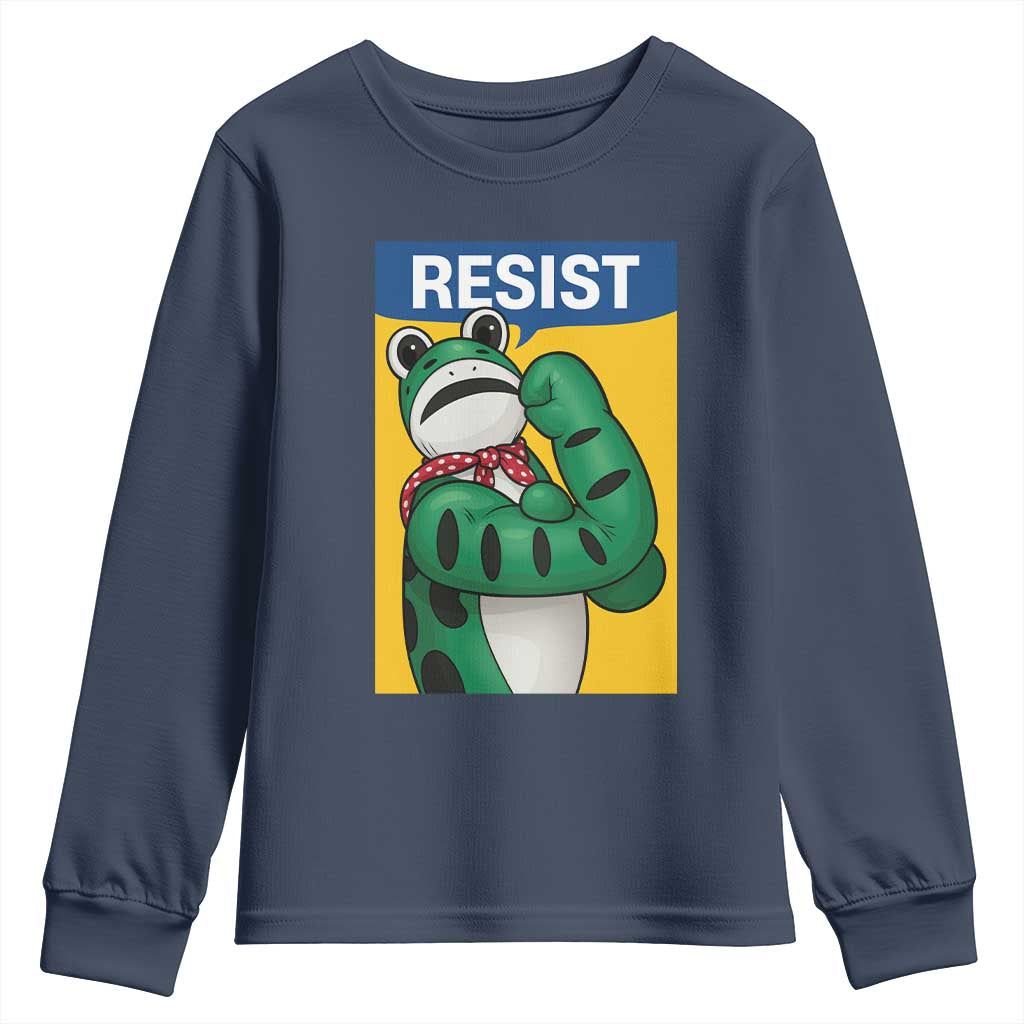 Resist Rosie Frog Youth Sweatshirt Protest Parody Feminist Retro Poster TS02 Navy Print Your Wear