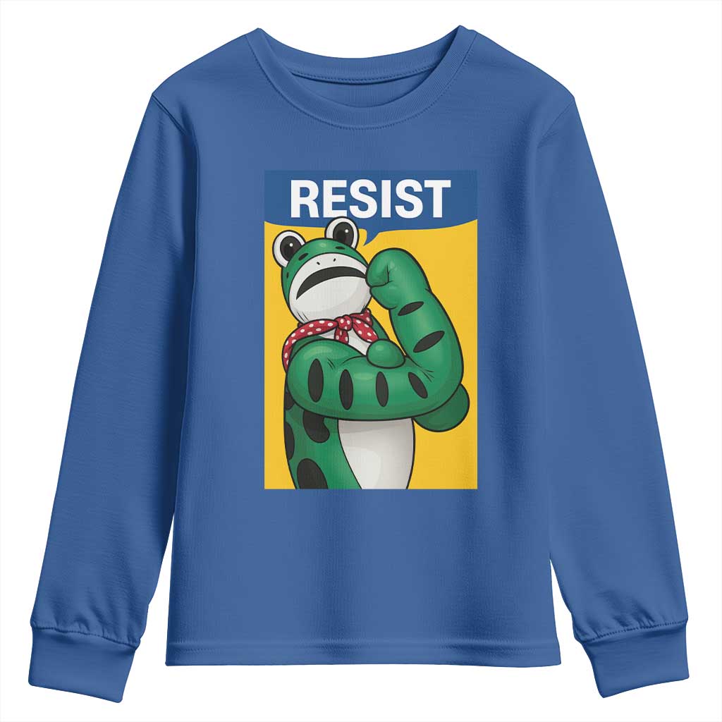 Resist Rosie Frog Youth Sweatshirt Protest Parody Feminist Retro Poster TS02 Royal Blue Print Your Wear