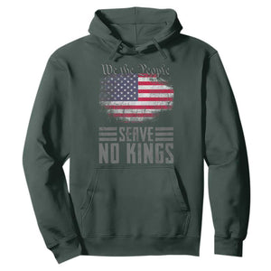 We The People Serve No Kings Hoodie Patriotic Eagle American Flag TS02 Dark Forest Green Print Your Wear