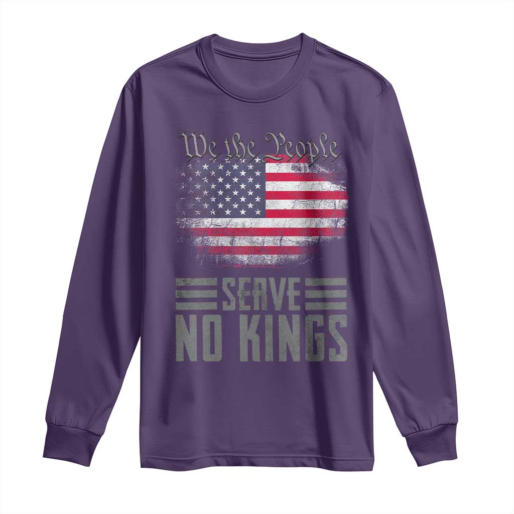 We The People Serve No Kings Long Sleeve Shirt Patriotic Eagle American Flag TS02 Purple Print Your Wear