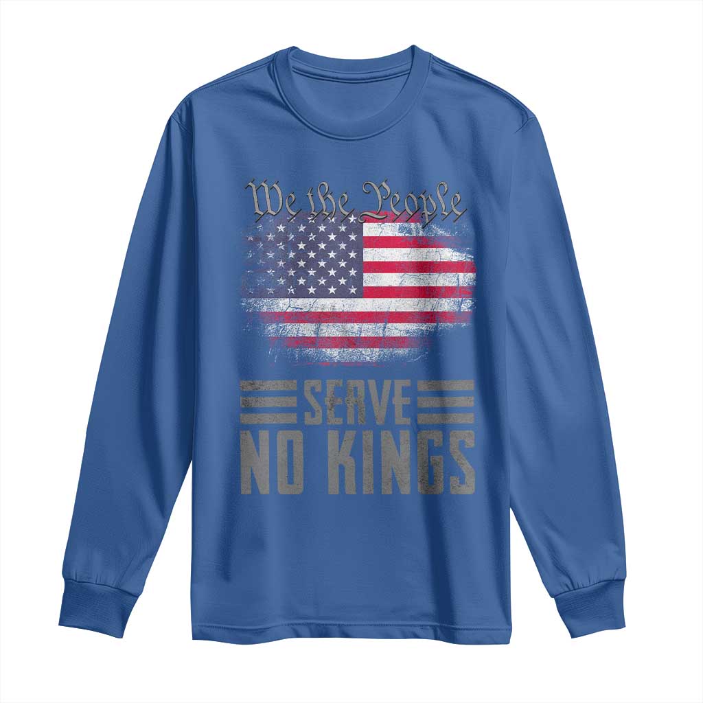 We The People Serve No Kings Long Sleeve Shirt Patriotic Eagle American Flag TS02 Royal Blue Print Your Wear