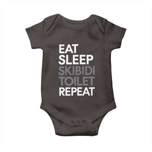 Eat Sleep Skibidi Toilet Repeat Baby Onesie Funny Gen Alpha Slang TS02 Dark Chocolate Print Your Wear