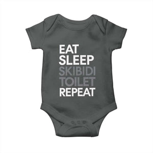 Eat Sleep Skibidi Toilet Repeat Baby Onesie Funny Gen Alpha Slang TS02 Dark Heather Print Your Wear