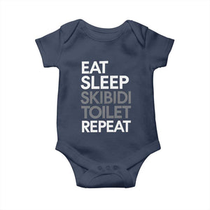 Eat Sleep Skibidi Toilet Repeat Baby Onesie Funny Gen Alpha Slang TS02 Navy Print Your Wear