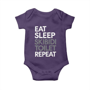 Eat Sleep Skibidi Toilet Repeat Baby Onesie Funny Gen Alpha Slang TS02 Purple Print Your Wear