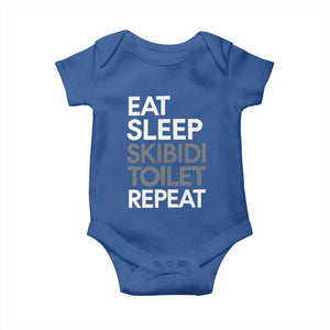 Eat Sleep Skibidi Toilet Repeat Baby Onesie Funny Gen Alpha Slang TS02 Royal Blue Print Your Wear