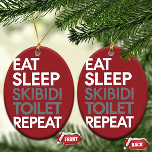 Eat Sleep Skibidi Toilet Repeat Christmas Ornament Funny Gen Alpha Slang TS02 Oval Red Print Your Wear