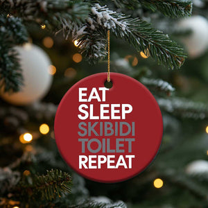 Eat Sleep Skibidi Toilet Repeat Christmas Ornament Funny Gen Alpha Slang TS02 Print Your Wear