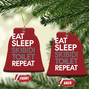 Eat Sleep Skibidi Toilet Repeat Christmas Ornament Funny Gen Alpha Slang TS02 Bell Flake Red Print Your Wear