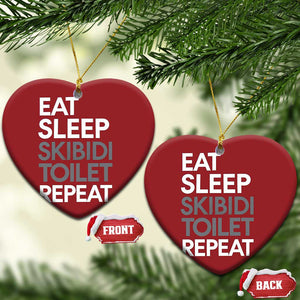 Eat Sleep Skibidi Toilet Repeat Christmas Ornament Funny Gen Alpha Slang TS02 Heart Red Print Your Wear