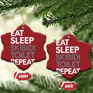 Eat Sleep Skibidi Toilet Repeat Christmas Ornament Funny Gen Alpha Slang TS02 Snow Flake Red Print Your Wear