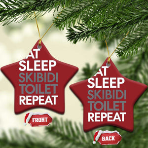 Eat Sleep Skibidi Toilet Repeat Christmas Ornament Funny Gen Alpha Slang TS02 Star Red Print Your Wear