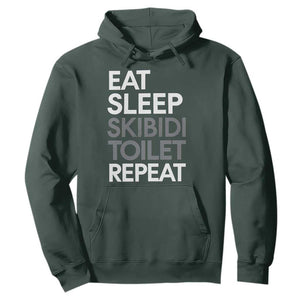 Eat Sleep Skibidi Toilet Repeat Hoodie Funny Gen Alpha Slang TS02 Dark Forest Green Print Your Wear