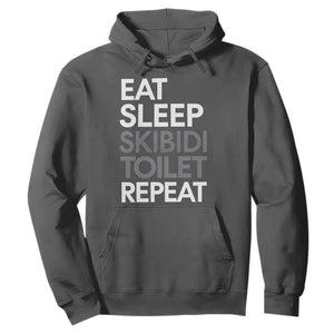 Eat Sleep Skibidi Toilet Repeat Hoodie Funny Gen Alpha Slang TS02 Dark Heather Print Your Wear