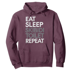 Eat Sleep Skibidi Toilet Repeat Hoodie Funny Gen Alpha Slang TS02 Maroon Print Your Wear