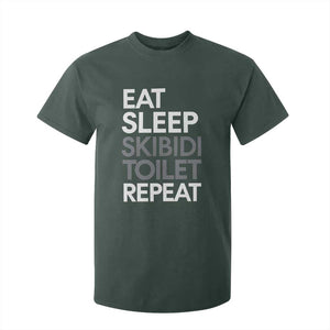 Eat Sleep Skibidi Toilet Repeat T Shirt For Kid Funny Gen Alpha Slang TS02 Dark Forest Green Print Your Wear