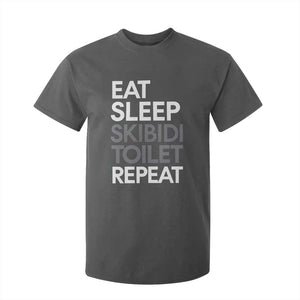 Eat Sleep Skibidi Toilet Repeat T Shirt For Kid Funny Gen Alpha Slang TS02 Dark Heather Print Your Wear