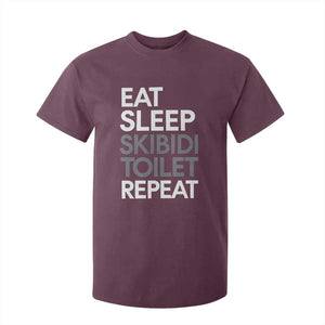 Eat Sleep Skibidi Toilet Repeat T Shirt For Kid Funny Gen Alpha Slang TS02 Maroon Print Your Wear