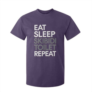 Eat Sleep Skibidi Toilet Repeat T Shirt For Kid Funny Gen Alpha Slang TS02 Purple Print Your Wear