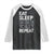 Eat Sleep Skibidi Toilet Repeat Raglan Shirt Funny Gen Alpha Slang TS02 Black White Print Your Wear