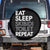 Eat Sleep Skibidi Toilet Repeat Spare Tire Cover Funny Gen Alpha Slang TS02 No hole Black Print Your Wear