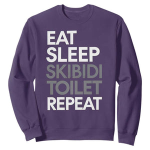 Eat Sleep Skibidi Toilet Repeat Sweatshirt Funny Gen Alpha Slang TS02 Purple Print Your Wear