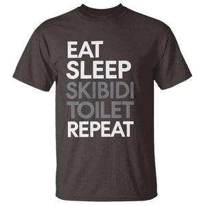 Eat Sleep Skibidi Toilet Repeat T Shirt Funny Gen Alpha Slang TS02 Dark Chocolate Print Your Wear