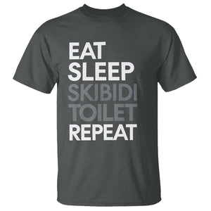 Eat Sleep Skibidi Toilet Repeat T Shirt Funny Gen Alpha Slang TS02 Dark Heather Print Your Wear