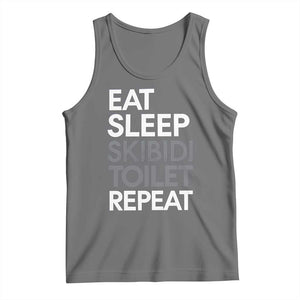 Eat Sleep Skibidi Toilet Repeat Tank Top Funny Gen Alpha Slang TS02 Black Heather Print Your Wear