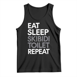 Eat Sleep Skibidi Toilet Repeat Tank Top Funny Gen Alpha Slang TS02 Black Print Your Wear