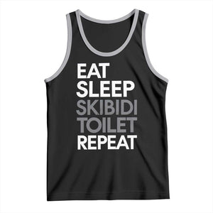 Eat Sleep Skibidi Toilet Repeat Tank Top Funny Gen Alpha Slang TS02 Black Athletic Heather Print Your Wear