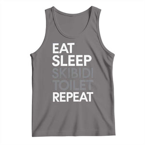 Eat Sleep Skibidi Toilet Repeat Tank Top Funny Gen Alpha Slang TS02 Deep Heather Print Your Wear